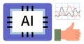 Artificial Intelligence Chip with Data Analysis and Positive Feedback Gesture Royalty Free Stock Photo