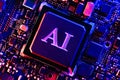 Artificial Intelligence Chip on Futuristic Circuit Board Royalty Free Stock Photo