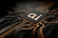 Artificial intelligence chip glowing on motherboard, futuristic computing power Royalty Free Stock Photo