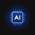 Artificial Intelligence Chip Icon. AI Processor. Vector