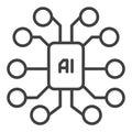 Artificial Intelligence Chip like Brain vector AI Technology linear icon or symbol Royalty Free Stock Photo