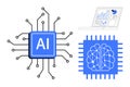 Artificial Intelligence Chip and Neural Network with Data Analytics Overview Royalty Free Stock Photo