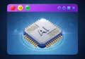 Artificial intelligence chip powering a digital interface with glowing circuits Royalty Free Stock Photo