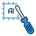 Artificial Intelligence Chip with Screwdriver vector AI Technology colored icon or logo element Royalty Free Stock Photo