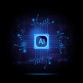 Artificial intelligence circuit line style. AI micro processor unit storage database. Smart network digital technology Royalty Free Stock Photo