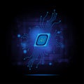 Artificial intelligence circuit line style. AI micro processor unit storage database. Smart network digital technology Royalty Free Stock Photo