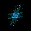 Artificial intelligence circuit line style. AI micro processor unit storage database. Smart network digital technology Royalty Free Stock Photo