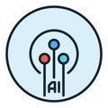 Artificial Intelligence Circuit vector AI Technology round colored icon or symbol Royalty Free Stock Photo