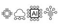 Artificial Intelligence, Cloud Computing, and Circuit Processor Icon Set Royalty Free Stock Photo