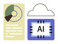 Artificial Intelligence Cloud Computing Concept with Data Chart and AI Processor Royalty Free Stock Photo
