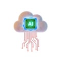 Artificial intelligence cloud computing concept isolated on transparent background Royalty Free Stock Photo