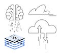 Artificial Intelligence, Cloud Computing, and Data Processing Concepts in Minimalist Design Royalty Free Stock Photo