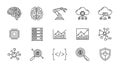 Artificial Intelligence, Cloud Computing, and Data Technology Line Icons Set Royalty Free Stock Photo