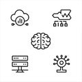 Artificial Intelligence and Cloud Computing Line Icons Set Royalty Free Stock Photo