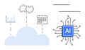 Artificial Intelligence Cloud Integration with Data, Puzzle, Calendar, and AI Chip Elements Royalty Free Stock Photo