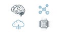 Artificial Intelligence, Cloud, Network, and Processor Technology Icons Set Royalty Free Stock Photo