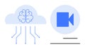 Artificial Intelligence Cloud Computing and Video Technology Concept with Brain and Camera Icon Royalty Free Stock Photo