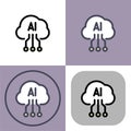 Artificial intelligence cloud symbol - artificial intelligence icon Royalty Free Stock Photo