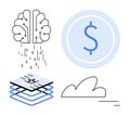 Artificial Intelligence, Cloud Technology, and Digital Economy Concepts in Minimalist Style Royalty Free Stock Photo