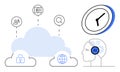 Artificial Intelligence, Cloud Computing, and Digital Network Concept With Minimalist Line Art Royalty Free Stock Photo