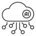 Artificial Intelligence Cloud Technology vector AI Network icon or symbol in outline style Royalty Free Stock Photo