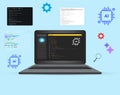 Artificial Intelligence coding assistant concept background with programming on the screen, background. Development, software Royalty Free Stock Photo