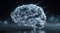 Artificial Intelligence and Cognitive Function: Glowing Digital Human Brain Composed of Interconnected Plexus Lines and Luminous Royalty Free Stock Photo