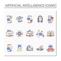 Artificial intelligence color icons set Royalty Free Stock Photo