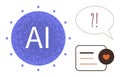 Artificial Intelligence Communication and Technology Symbol with Bubble and Heart Icon Royalty Free Stock Photo
