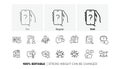 Questions line icons. Artificial Intelligence computer, phone with Question mark, Problem solve. Line icons. Vector Royalty Free Stock Photo