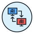 Artificial Intelligence Computers vector AI Online Data colored round icon or design element Royalty Free Stock Photo