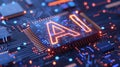 Artificial Intelligence on processor in computing system, AI machine learning innovation Royalty Free Stock Photo