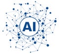 Artificial intelligence concept. AI humanoid brain with neural network. Virtual technology web. Machine learning and cyber mind