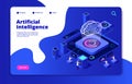 Artificial intelligence concept. Ai smart technology brain networking neural intelligent solutions futuristic landing