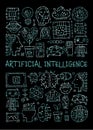 Artificial intelligence concept art. Hand drawn design elements. Vertical frame for your design Royalty Free Stock Photo