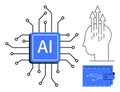 Artificial Intelligence Concept with a Circuit Board, Human Mind, and Digital Wallet Royalty Free Stock Photo