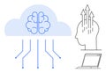 Cloud Computing and Artificial Intelligence with Brain, Laptop, and Circuit Connections Royalty Free Stock Photo