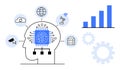 Artificial Intelligence Concept with Brain Chip, Automation, and Data Connectivity Symbols Royalty Free Stock Photo