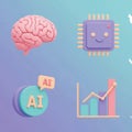 Artificial Intelligence Concept with Brain and Microchip Royalty Free Stock Photo