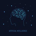 Artificial intelligence concept. Cybernetic brain in electronic cyberspace. Science, technology background.