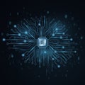 Artificial intelligence concept. Cyborg technological brain. Glowing computer circuit board with a processor. Binary code. Cyber Royalty Free Stock Photo