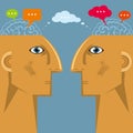 Artificial intelligence concept design, face to face communication. Royalty Free Stock Photo