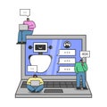 Artificial intelligence Concept. Developers Programming Conversation Scenario With Chatbot. Technology and Engineering