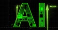 Artificial intelligence concept with digital circuit design and rising data arrows Royalty Free Stock Photo