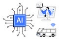 Artificial Intelligence in Education and Technology Applications with Transportation and wireless Integration Royalty Free Stock Photo