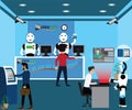 Artificial intelligence concept,In future,robot used in bank - v