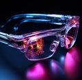 Artificial intelligence concept. Glasses with digital memoryArtificial intelligence concept. Glasses with digital memory