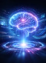 Artificial intelligence concept with glowing digital brain and data connections Royalty Free Stock Photo