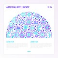 Artificial intelligence concept in half circle Royalty Free Stock Photo