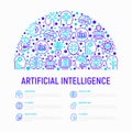 Artificial intelligence concept in half circle Royalty Free Stock Photo